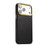 DENIOR A26+1 For iPhone 17 Pro Max Magnetic Case Woven Texture Genuine Cow Leather Coated PC TPU Phone Cover with Metal Lens Frame - Black - 3