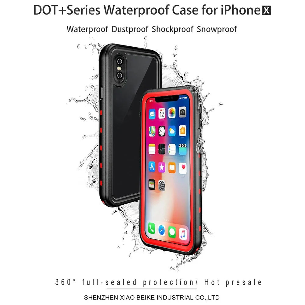 REDPEPPER Dot+ Series For iPhone X  /  XS 5.8 inch Underwater Phone Case IP68 Waterproof Shockproof Dustproof TPU+PC Cover - Black - 3