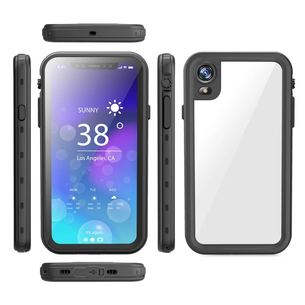 REDPEPPER Dot+ Series For iPhone XR 6.1 inch Underwater Phone Case IP68 Waterproof Shockproof Dustproof TPU+PC Cover - Black - 2