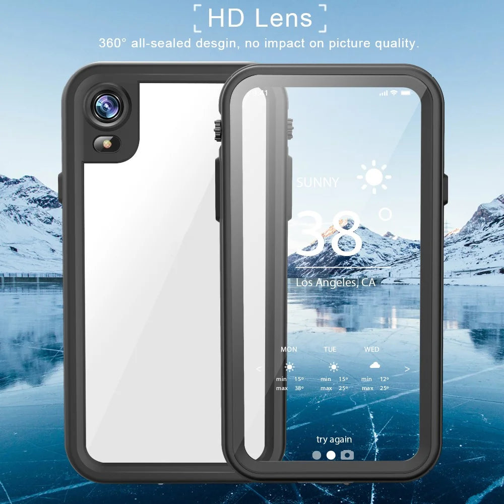 REDPEPPER Dot+ Series For iPhone XR 6.1 inch Underwater Phone Case IP68 Waterproof Shockproof Dustproof TPU+PC Cover - Black - 3