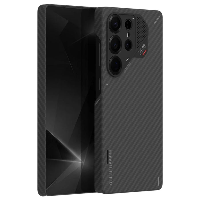AULUMU For Samsung Galaxy S26 Ultra Aramid Fiber Case Ultra Thin Magnetic Phone Cover with Real-Time Temperature Monitoring - Black - 1