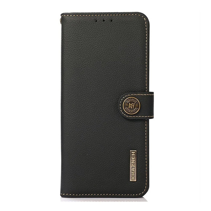KHAZNEH for Samsung Galaxy S26 FE Case Genuine Cow Leather RFID Blocking Wallet Phone Cover - Black - 7