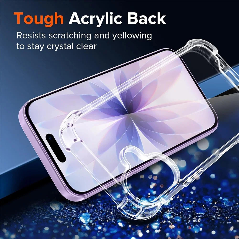 For iPhone 17 Case Military Grade Drop Protection Acrylic + TPU Phone Cover - Transparent - 3