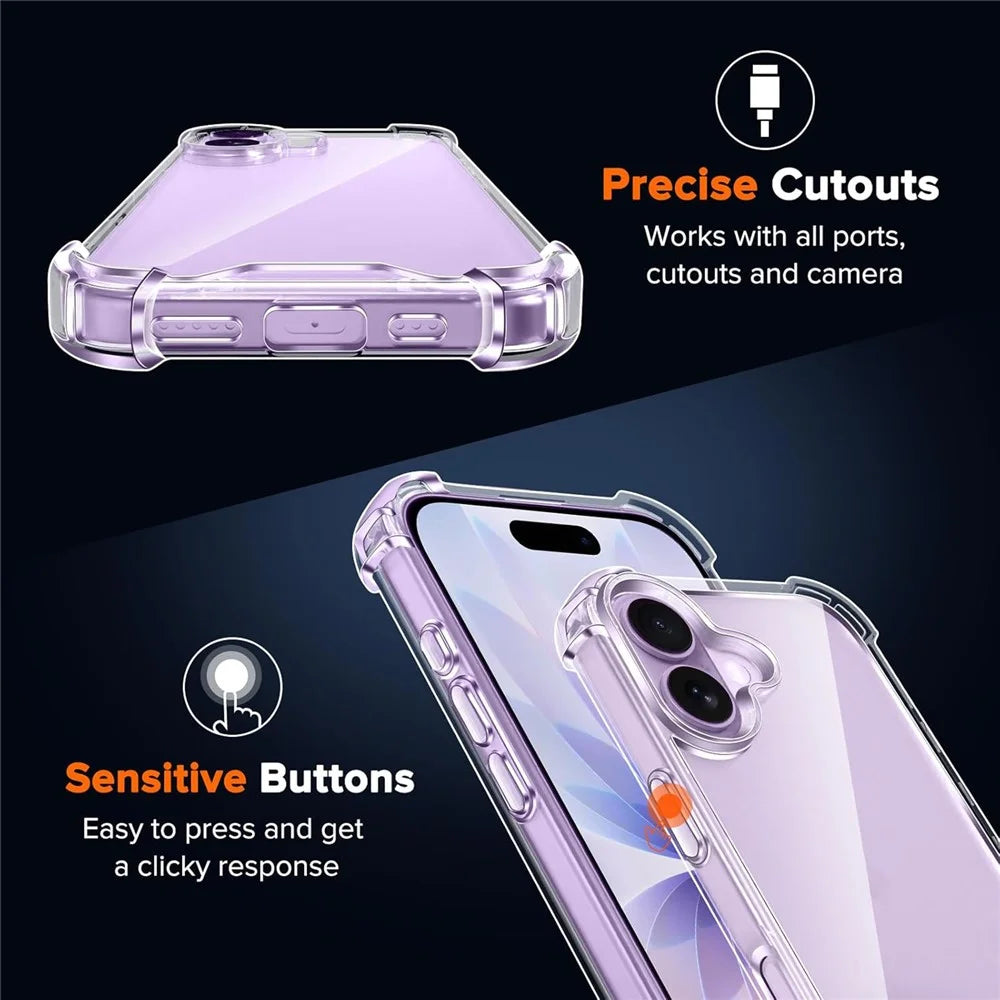 For iPhone 17 Case Military Grade Drop Protection Acrylic + TPU Phone Cover - Transparent - 6