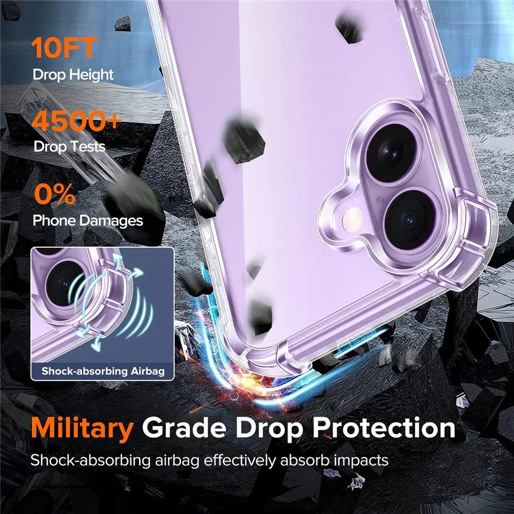 For iPhone 17 Case Military Grade Drop Protection Acrylic + TPU Phone Cover - Transparent - 7