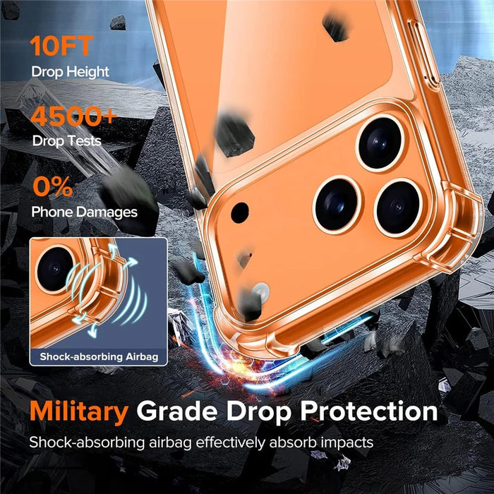 For iPhone 17 Pro Max Case Military Grade Drop Protection Acrylic + TPU Phone Cover - Transparent - 5
