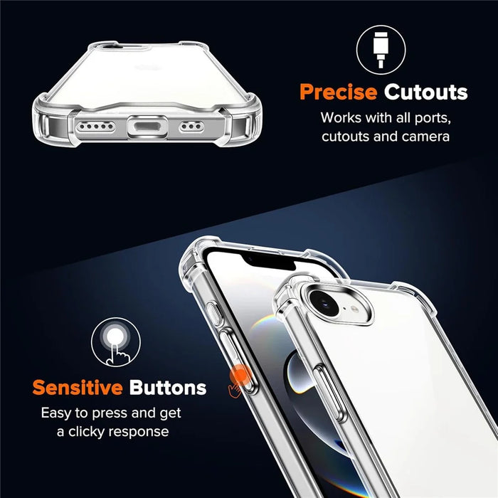 For iPhone 17e / 16e Case Military Grade Drop Protection Acrylic + TPU Phone Cover - Transparent - 2