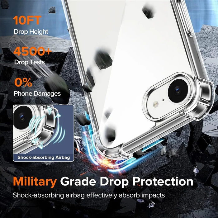For iPhone 17e / 16e Case Military Grade Drop Protection Acrylic + TPU Phone Cover - Transparent - 7