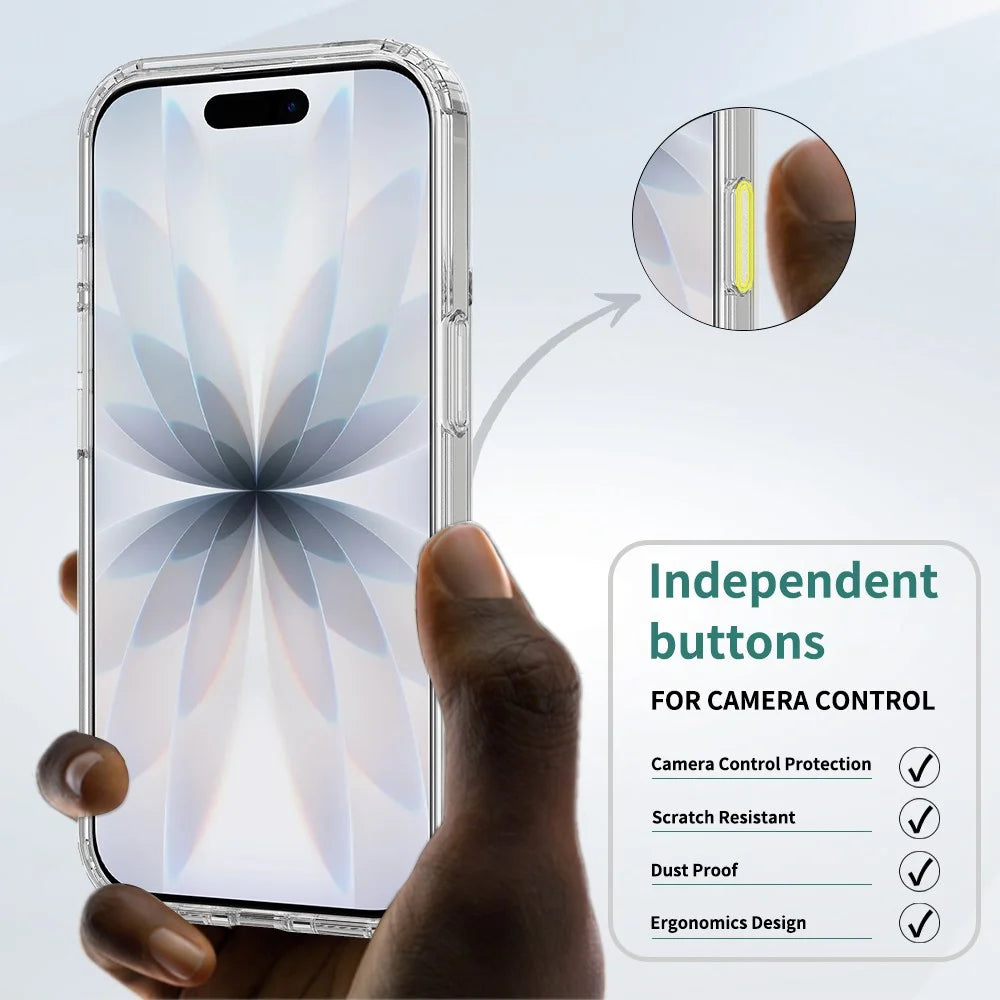 For iPhone 18 Magnetic Case TPU + Acrylic Phone Cover with Camera Control Button - Transparent - 2