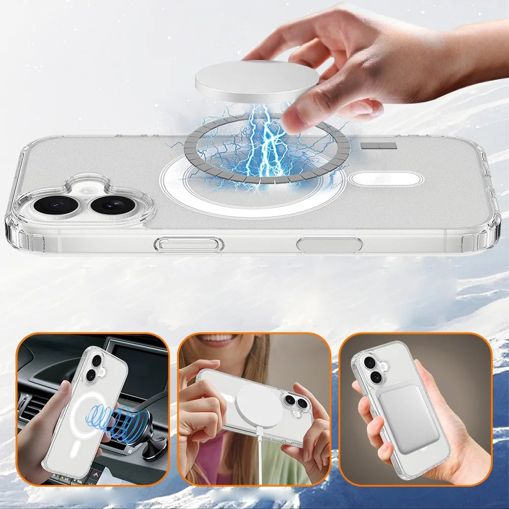 For iPhone 18 Magnetic Case TPU + Acrylic Phone Cover with Camera Control Button - Transparent - 5