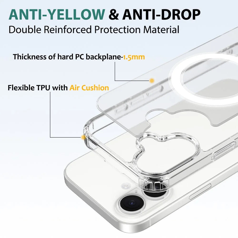 For iPhone 18 Magnetic Case TPU + Acrylic Phone Cover with Camera Control Button - Transparent - 6