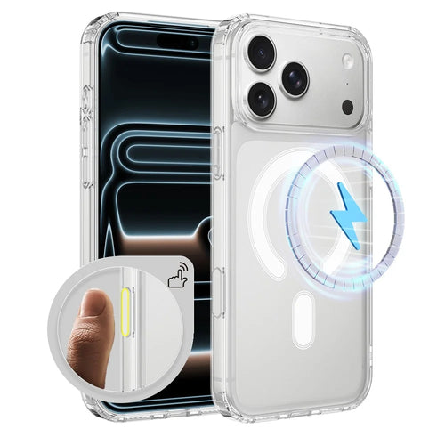 For iPhone 18 Pro / 17 Pro Magnetic Case TPU + Acrylic Phone Cover with Camera Control Button - Transparent - 1