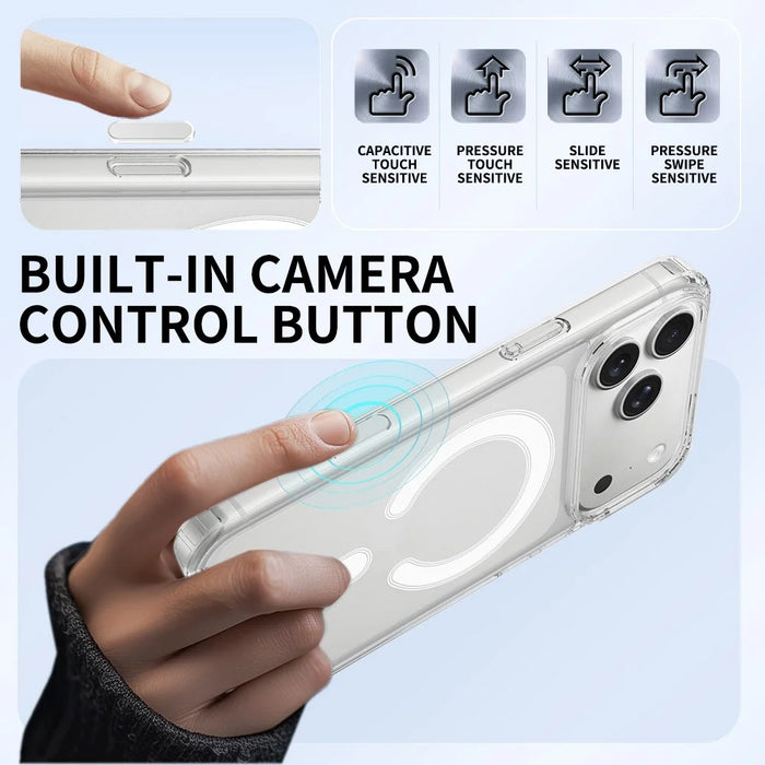 For iPhone 18 Pro / 17 Pro Magnetic Case TPU + Acrylic Phone Cover with Camera Control Button - Transparent - 4