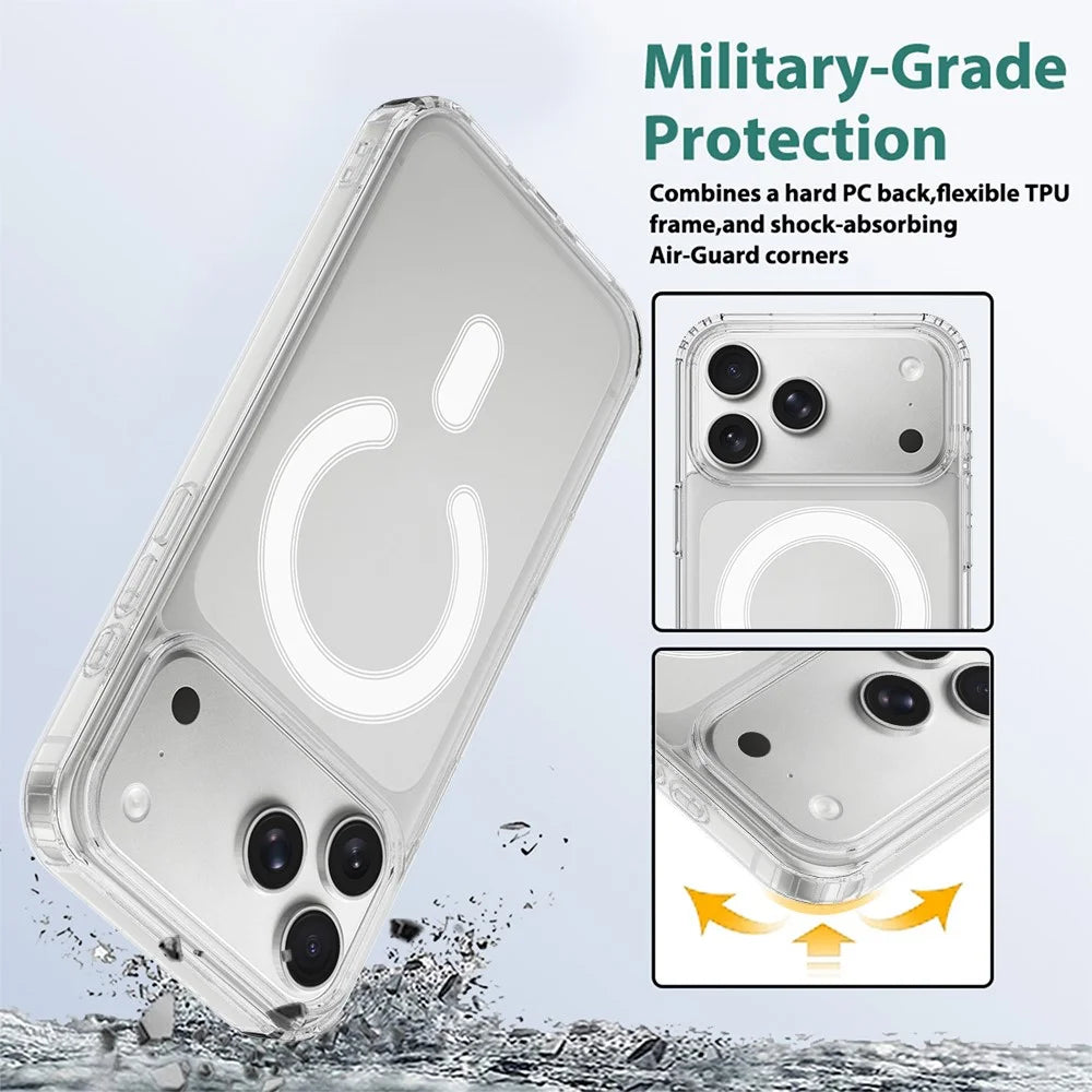 For iPhone 18 Pro Max / 17 Pro Max Magnetic Case TPU + Acrylic Phone Cover with Camera Control Button - Transparent - 3