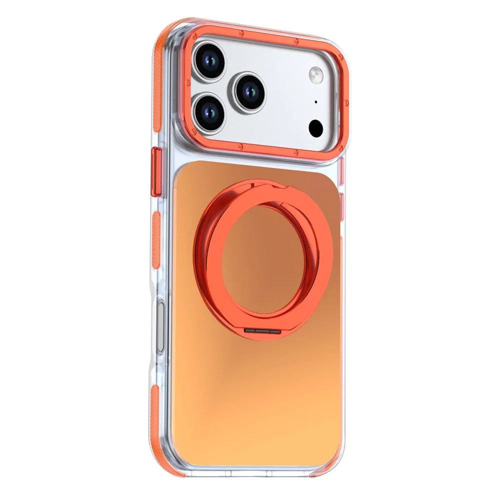 For iPhone 18 Pro Max / 17 Pro Max Magnetic Case Chameleon Gradient TPU + Acrylic Phone Cover with 360 Degree Rotating Kickstand - Orange - 2