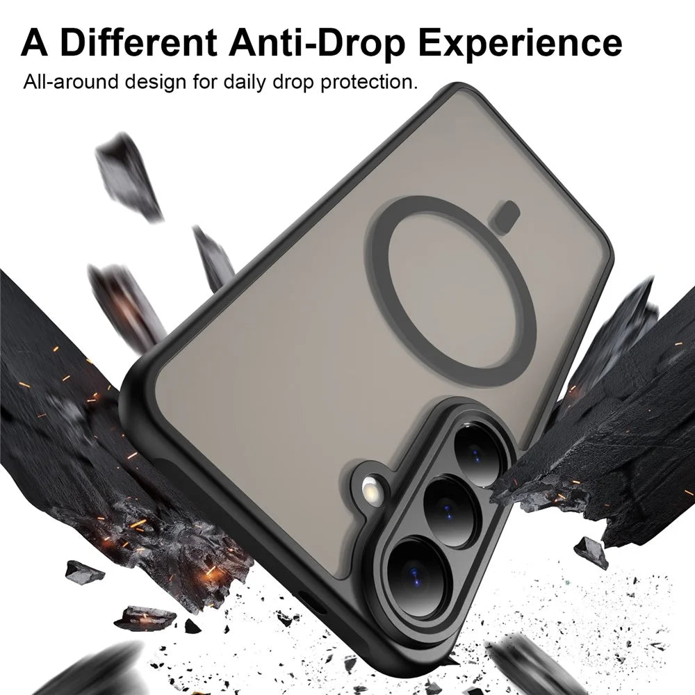 For Samsung Galaxy S26 FE Magnetic Case Anti Drop Matte PC + TPU Phone Cover - Black - 4