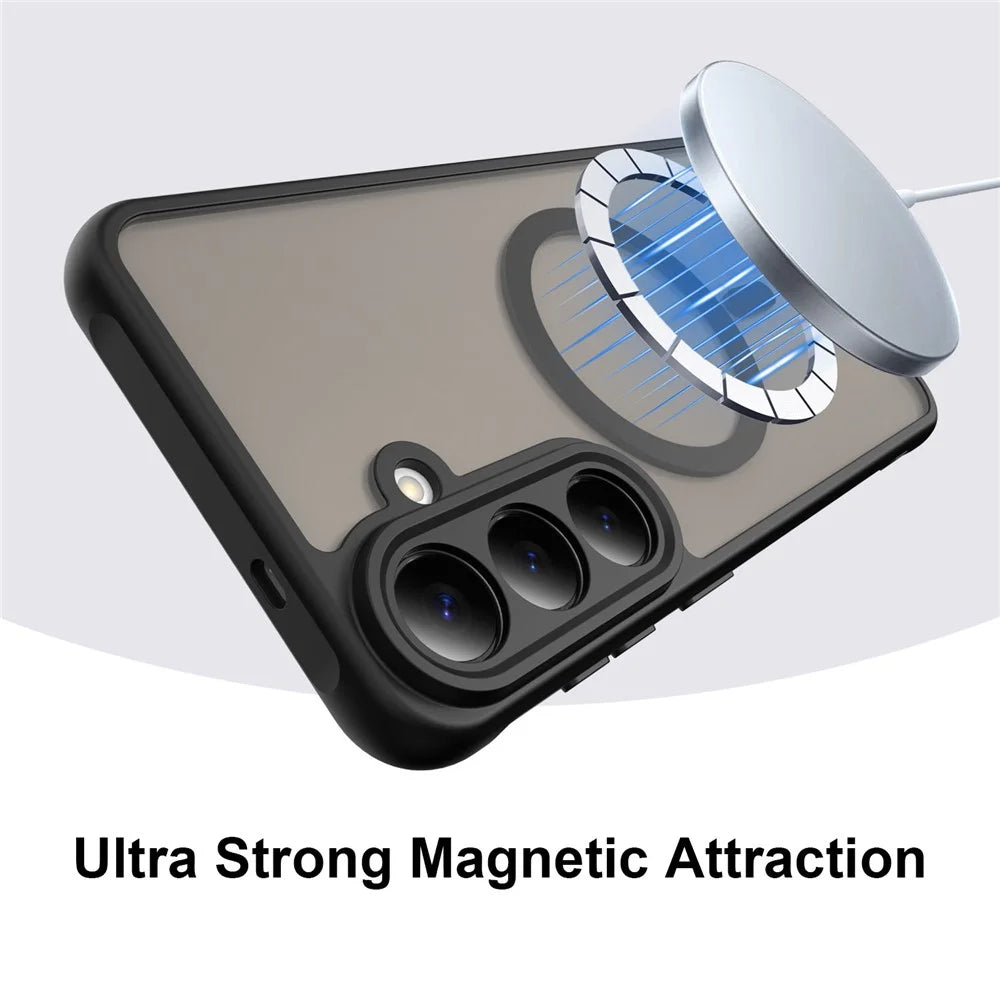 For Samsung Galaxy S26 FE Magnetic Case Anti Drop Matte PC + TPU Phone Cover - Black - 5