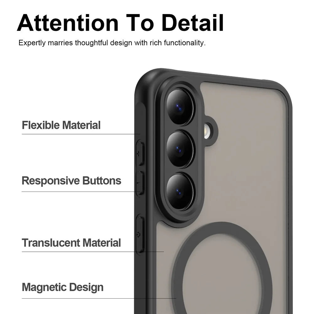 For Samsung Galaxy S26 FE Magnetic Case Anti Drop Matte PC + TPU Phone Cover - Black - 7