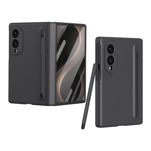 For Samsung Galaxy Z Fold8 Case PC Phone Back Cover with Stylus and Tempered Glass Film - Black - 1