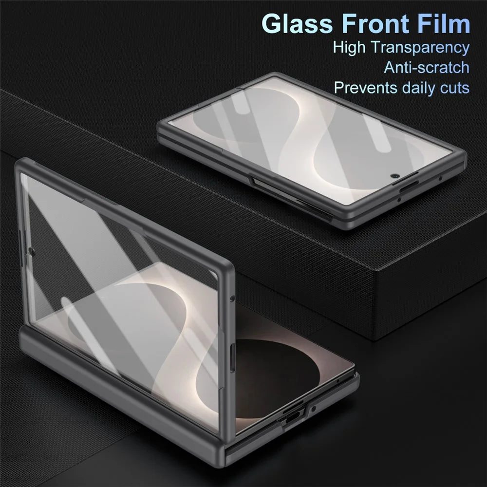 For Samsung Galaxy Z Fold8 Case PC Phone Back Cover with Stylus and Tempered Glass Film - Black - 4