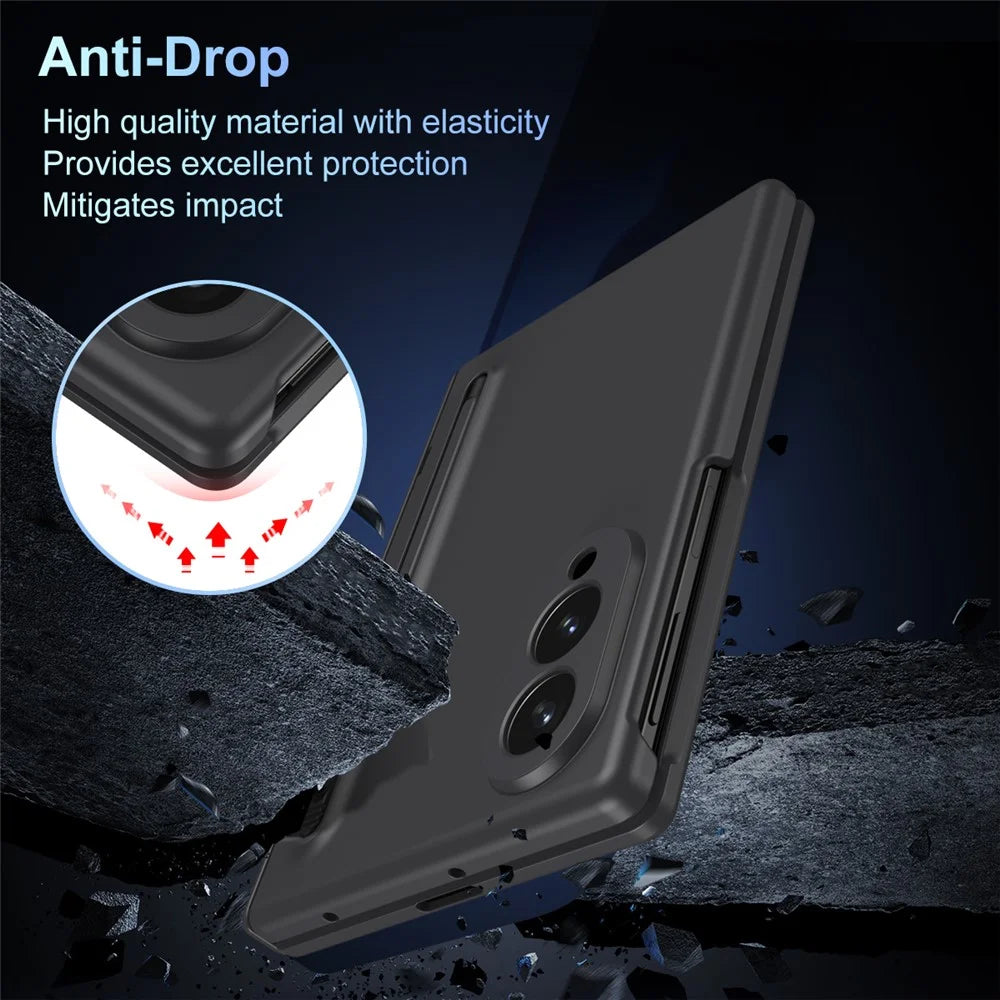 For Samsung Galaxy Z Fold8 Case PC Phone Back Cover with Stylus and Tempered Glass Film - Black - 5