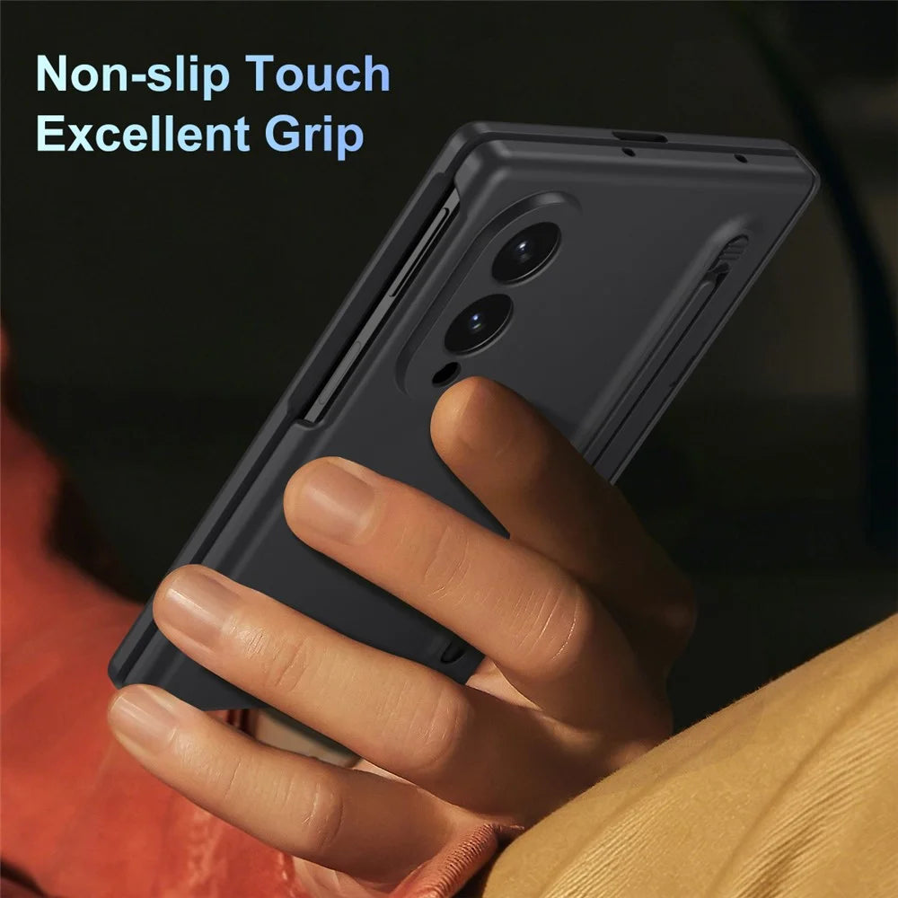 For Samsung Galaxy Z Fold8 Case PC Phone Back Cover with Stylus and Tempered Glass Film - Black - 7