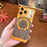 For iPhone 17 Pro Frameless Case Magnetic Kickstand Horse Pattern Walnut Wood Shockproof Phone Cover - Orange - 1