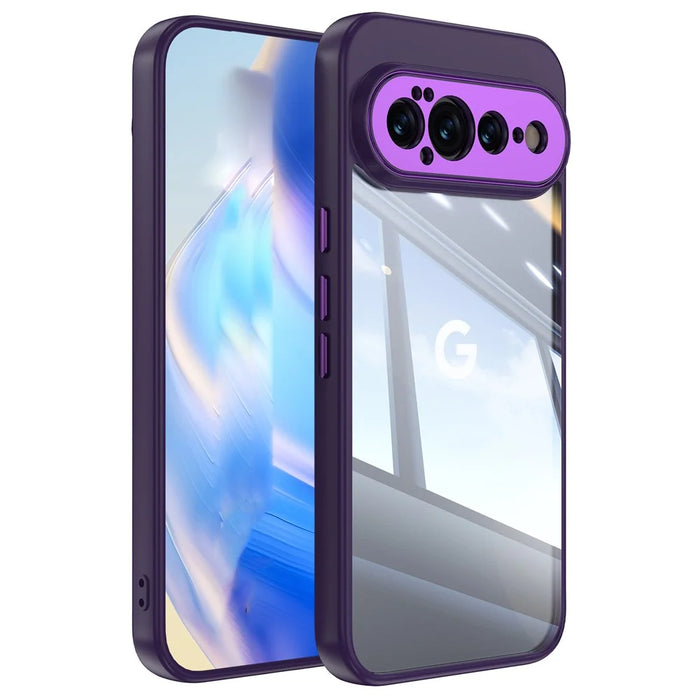For Google Pixel 11 Pro Case Acrylic TPU Metal Armor Shockproof Protective Cover - Purple - 1