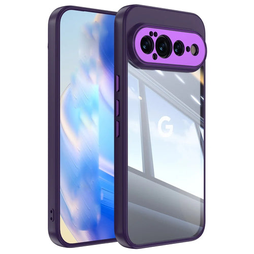 For Google Pixel 11 Case Acrylic TPU Metal Armor Shockproof Protective Cover - Purple - 1
