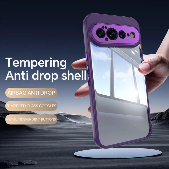 For Google Pixel 11 Case Acrylic TPU Metal Armor Shockproof Protective Cover - Purple - 6