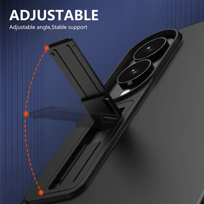 For Samsung Galaxy Z Fold8 Case Hard PC Anti-Drop Phone Cover with Kickstand / HD Screen Protector  - Black - 2