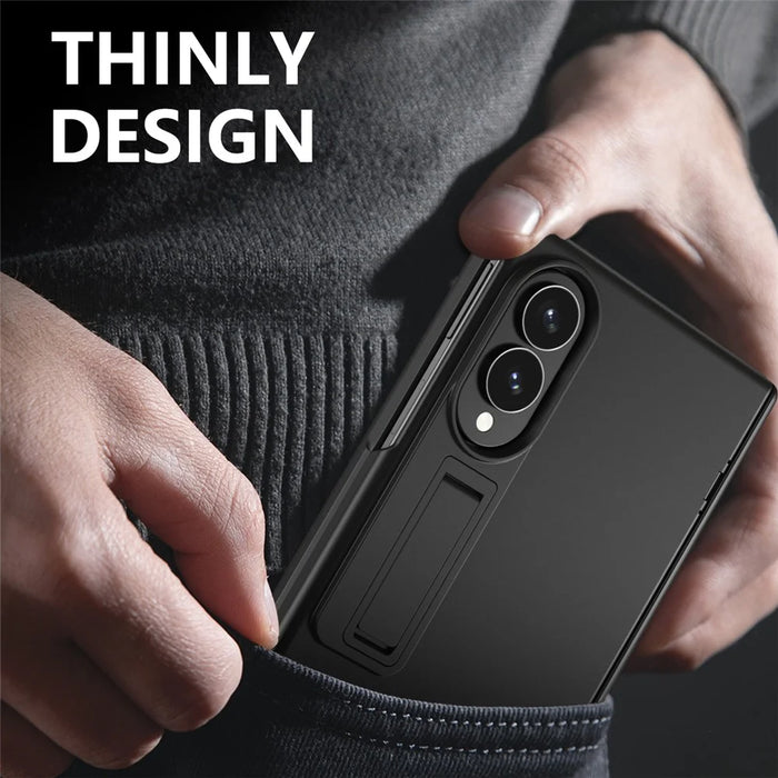 For Samsung Galaxy Z Fold8 Case Hard PC Anti-Drop Phone Cover with Kickstand / HD Screen Protector  - Black - 7