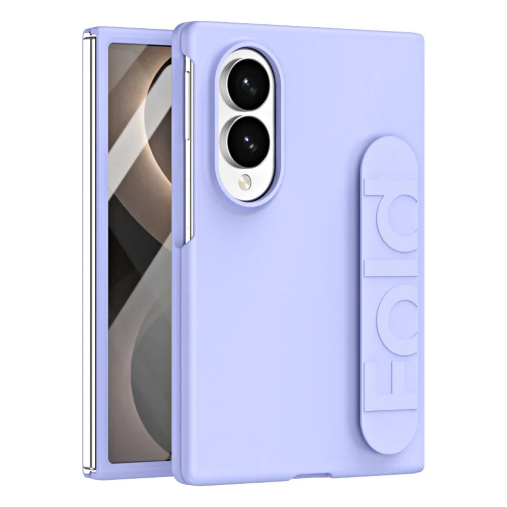 For Samsung Galaxy Z Fold8 Case Wristband Rubberized Hard PC Phone Cover - Purple - 1