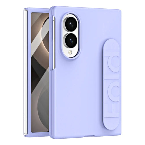 For Samsung Galaxy Z Fold8 Case Wristband Rubberized Hard PC Phone Cover - Purple - 1
