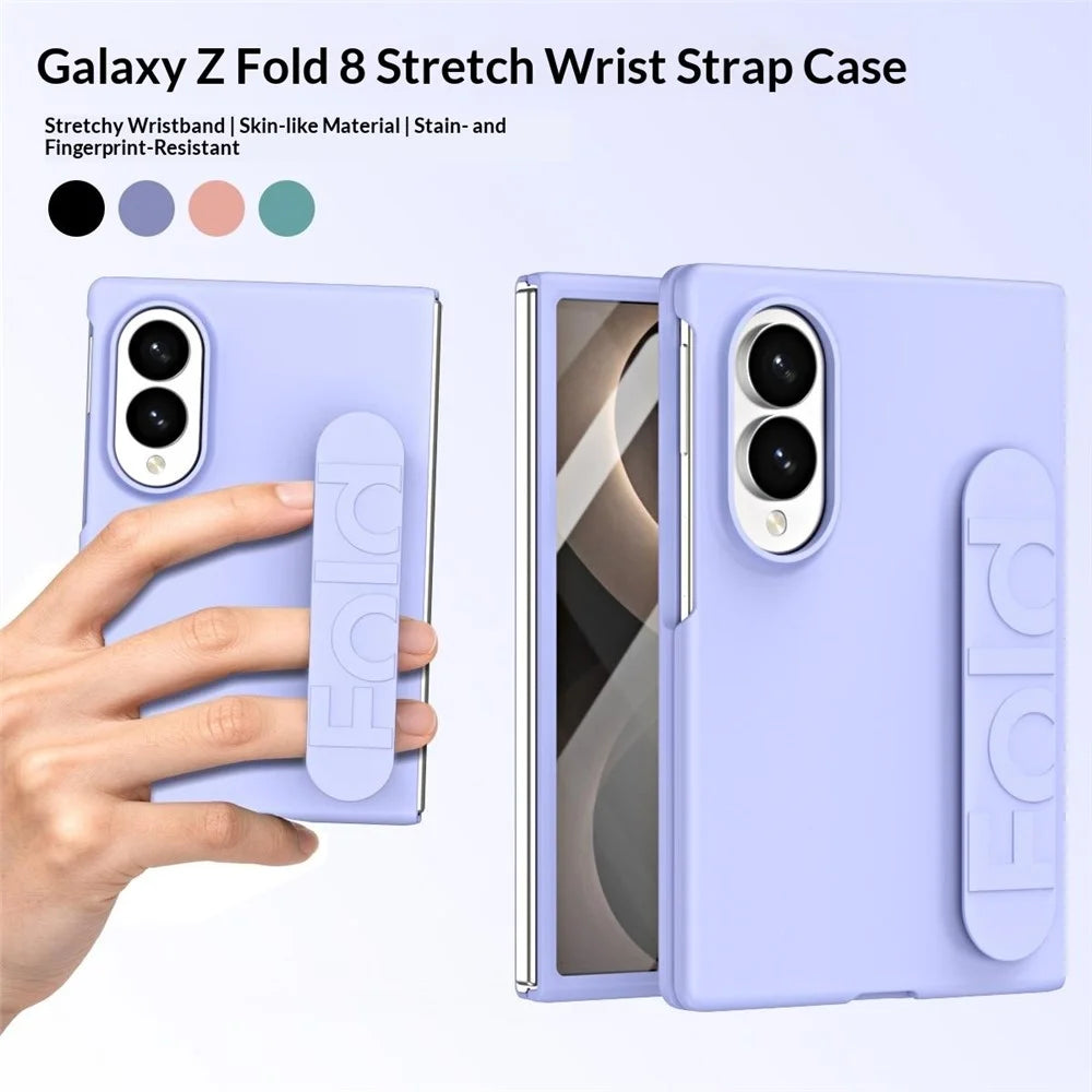 For Samsung Galaxy Z Fold8 Case Wristband Rubberized Hard PC Phone Cover - Purple - 2