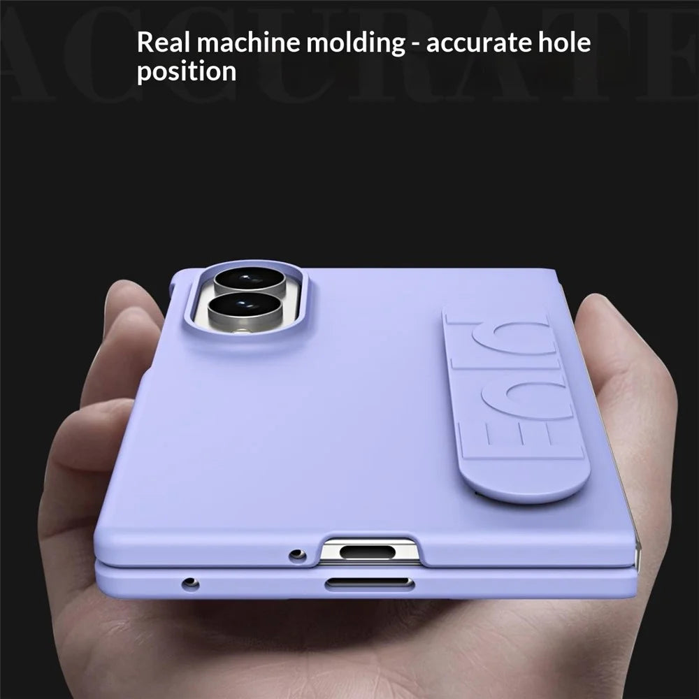 For Samsung Galaxy Z Fold8 Case Wristband Rubberized Hard PC Phone Cover - Purple - 4