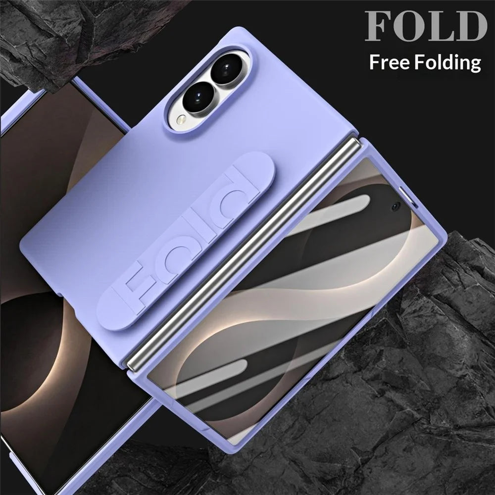For Samsung Galaxy Z Fold8 Case Wristband Rubberized Hard PC Phone Cover - Purple - 5
