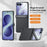 For Samsung Galaxy Z Flip8 5G Case Hinge Kickstand Leather PC Phone Cover with HD Clear Screen Protector - Black - 3