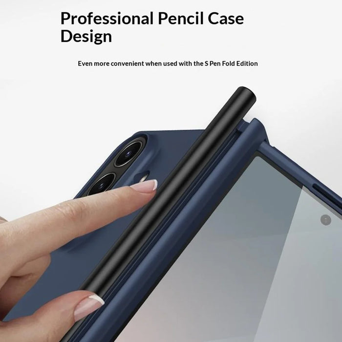 For Samsung Galaxy Z Fold8 Ultra Case Hinge Protection Hard PC Phone Cover with Screen Protector / Stylus - Blue - 6