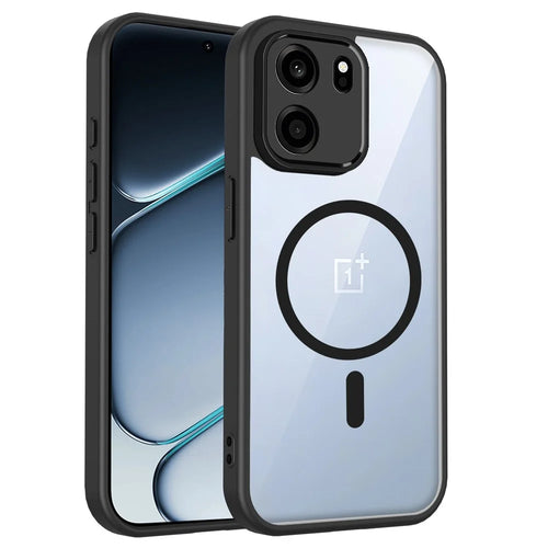 For OnePlus Nord CE6 5G  /  Turbo 6V 5G Magnetic Case Transparent PC + TPU Shockproof Skin-friendly Phone Cover - Black - 1