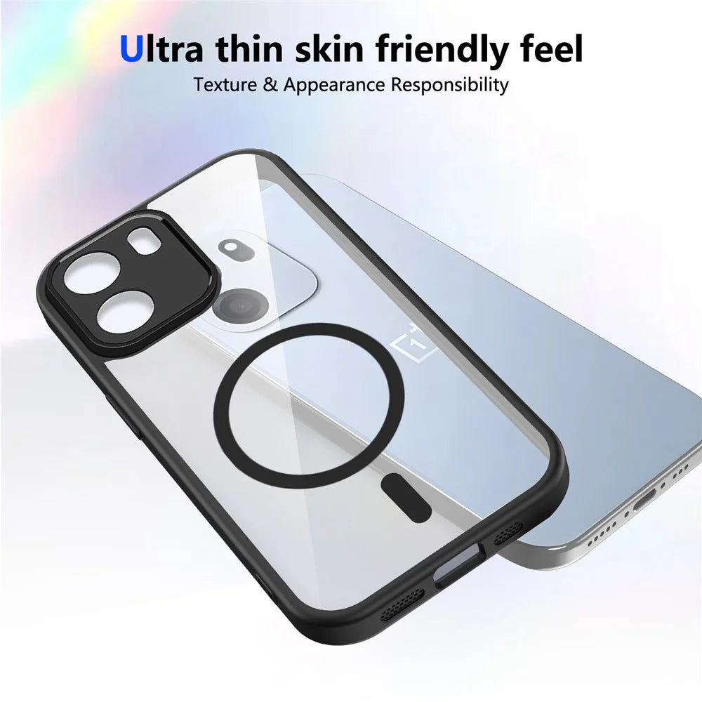 For OnePlus Nord CE6 5G  /  Turbo 6V 5G Magnetic Case Transparent PC + TPU Shockproof Skin-friendly Phone Cover - Black - 3