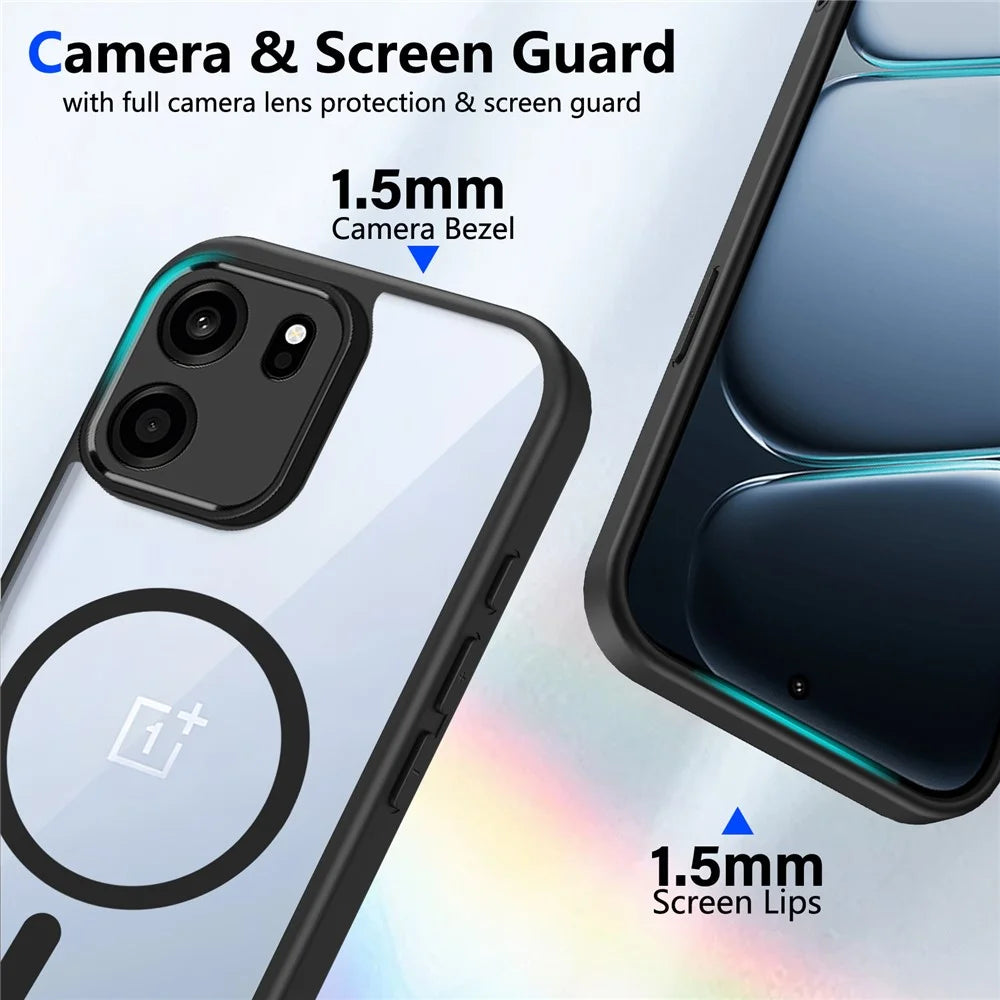 For OnePlus Nord CE6 5G  /  Turbo 6V 5G Magnetic Case Transparent PC + TPU Shockproof Skin-friendly Phone Cover - Black - 4