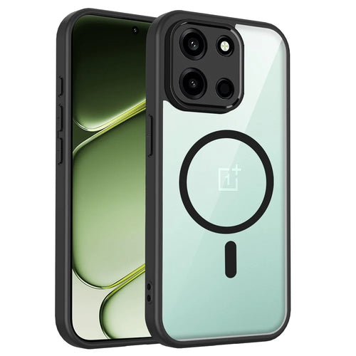 For OnePlus Turbo 6 5G  /  Nord 6 5G Magnetic Case Transparent PC + TPU Shockproof Skin-friendly Phone Cover - Black - 1