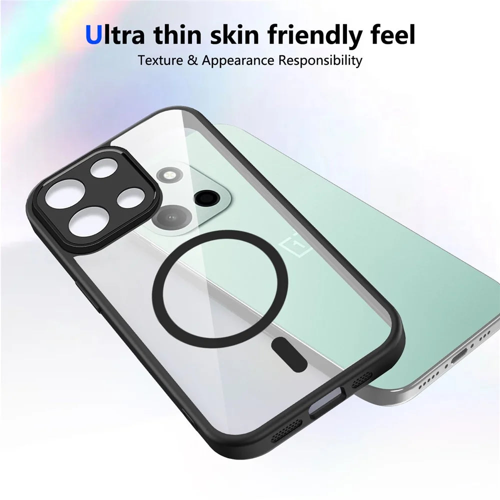 For OnePlus Turbo 6 5G  /  Nord 6 5G Magnetic Case Transparent PC + TPU Shockproof Skin-friendly Phone Cover - Black - 3
