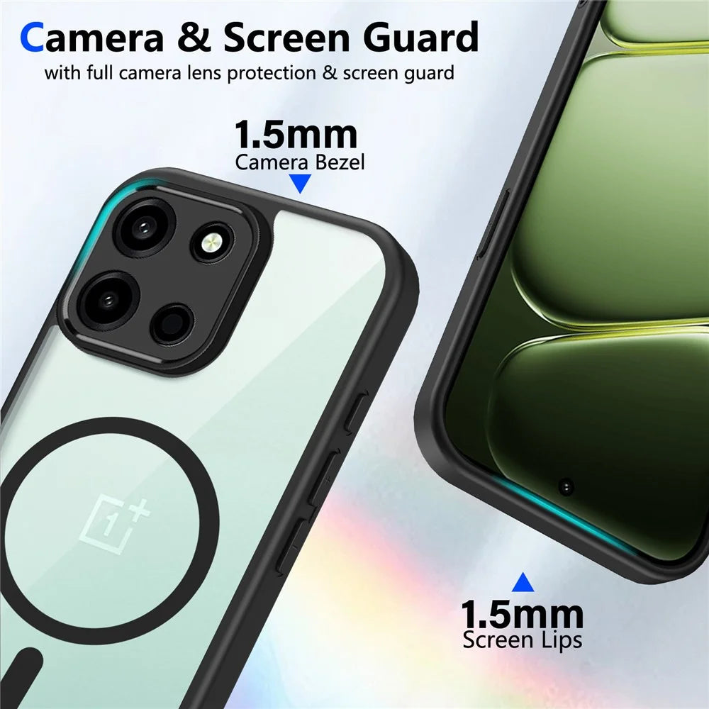 For OnePlus Turbo 6 5G  /  Nord 6 5G Magnetic Case Transparent PC + TPU Shockproof Skin-friendly Phone Cover - Black - 4