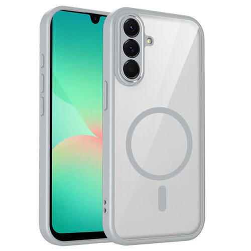 For Samsung Galaxy A27 5G Magnetic Case Transparent PC + TPU Shockproof Skin-friendly Phone Cover - Grey - 1