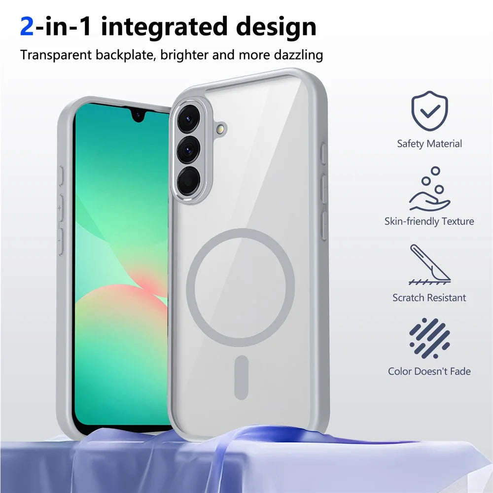 For Samsung Galaxy A27 5G Magnetic Case Transparent PC + TPU Shockproof Skin-friendly Phone Cover - Grey - 2