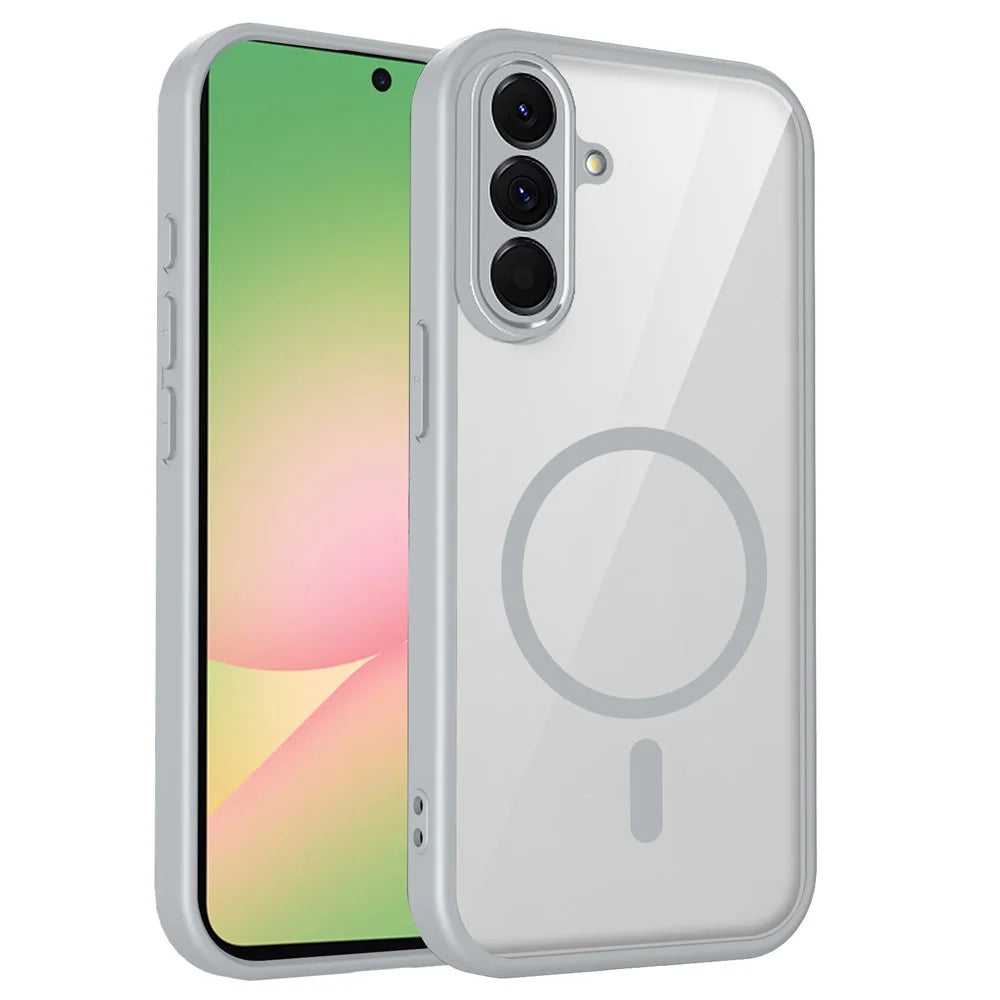 For Samsung Galaxy A36 5G  /  A37 5G Magnetic Case Transparent PC + TPU Shockproof Skin-friendly Phone Cover - Grey - 1