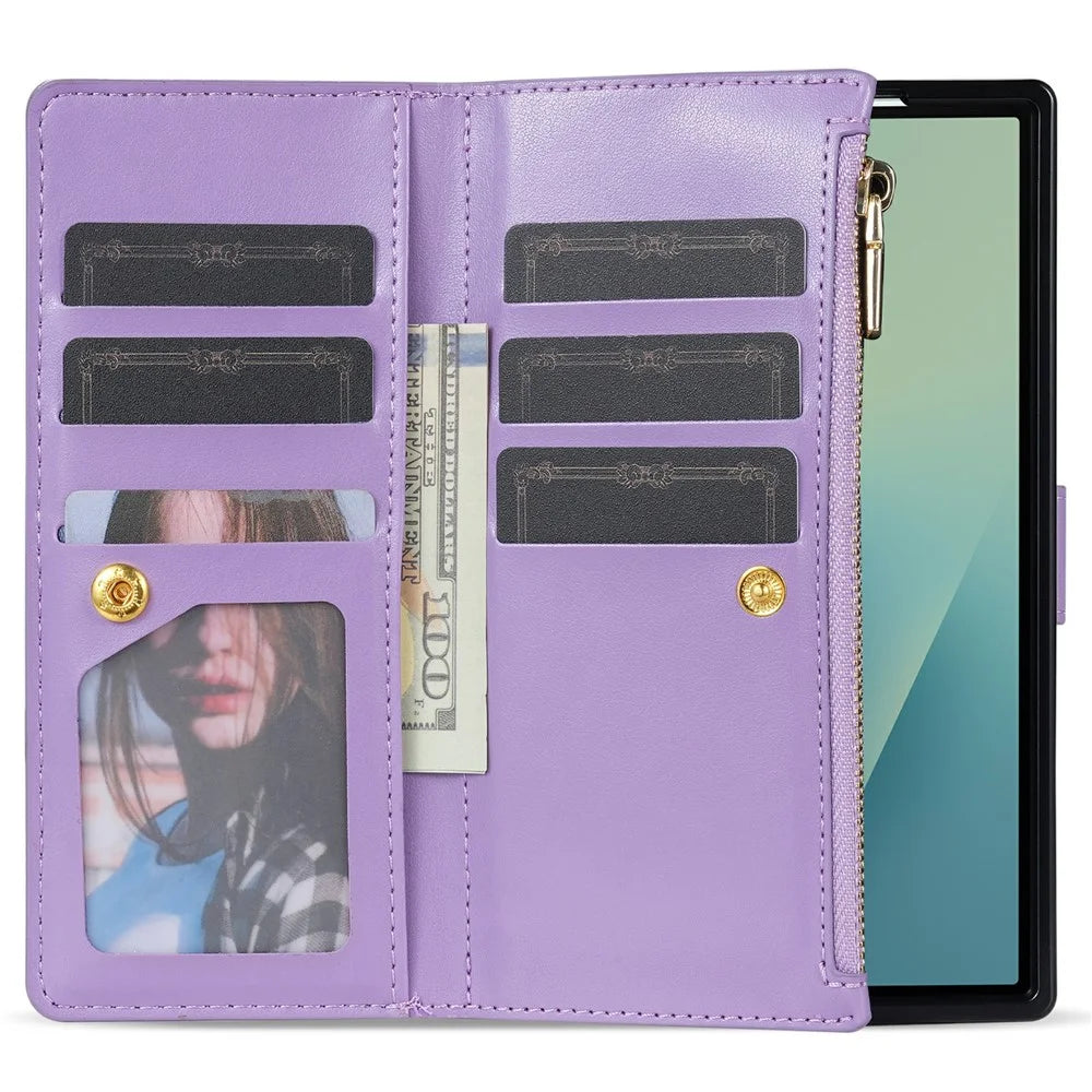 For Samsung Galaxy Z Fold8 Ultra Case Card Holder Starry Sky Carving PU Leather + PC Phone Cover - Purple - 3