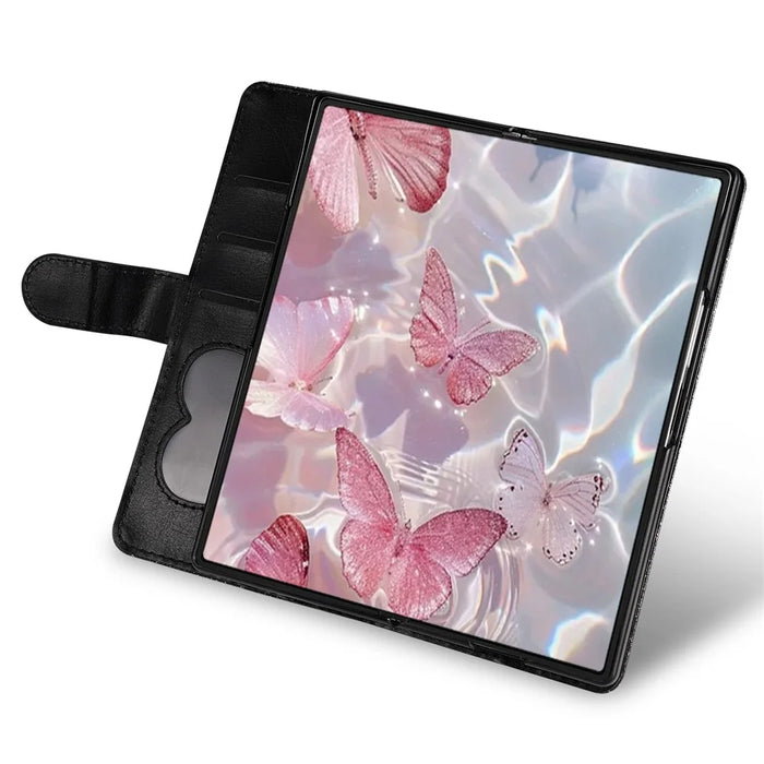 For Samsung Galaxy Z Fold8 Ultra PU + PC Stand Case Glitter Phone Leather Cover Zipper Pocket with Strap - Black - 5